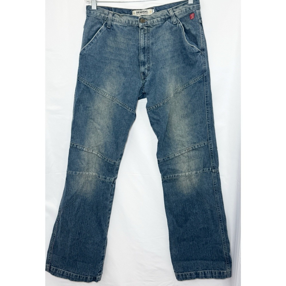 Desigual Mens Y2K Paneled Jeans Size 34 Workwear Relaxed Straight Streetwear